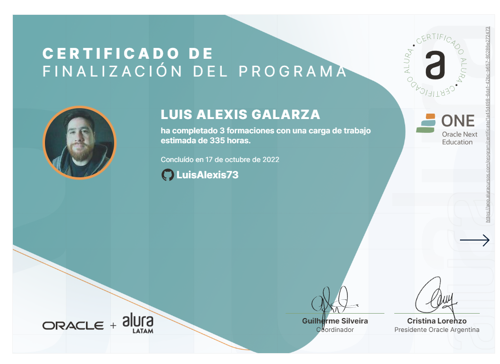 Certificado programa next education